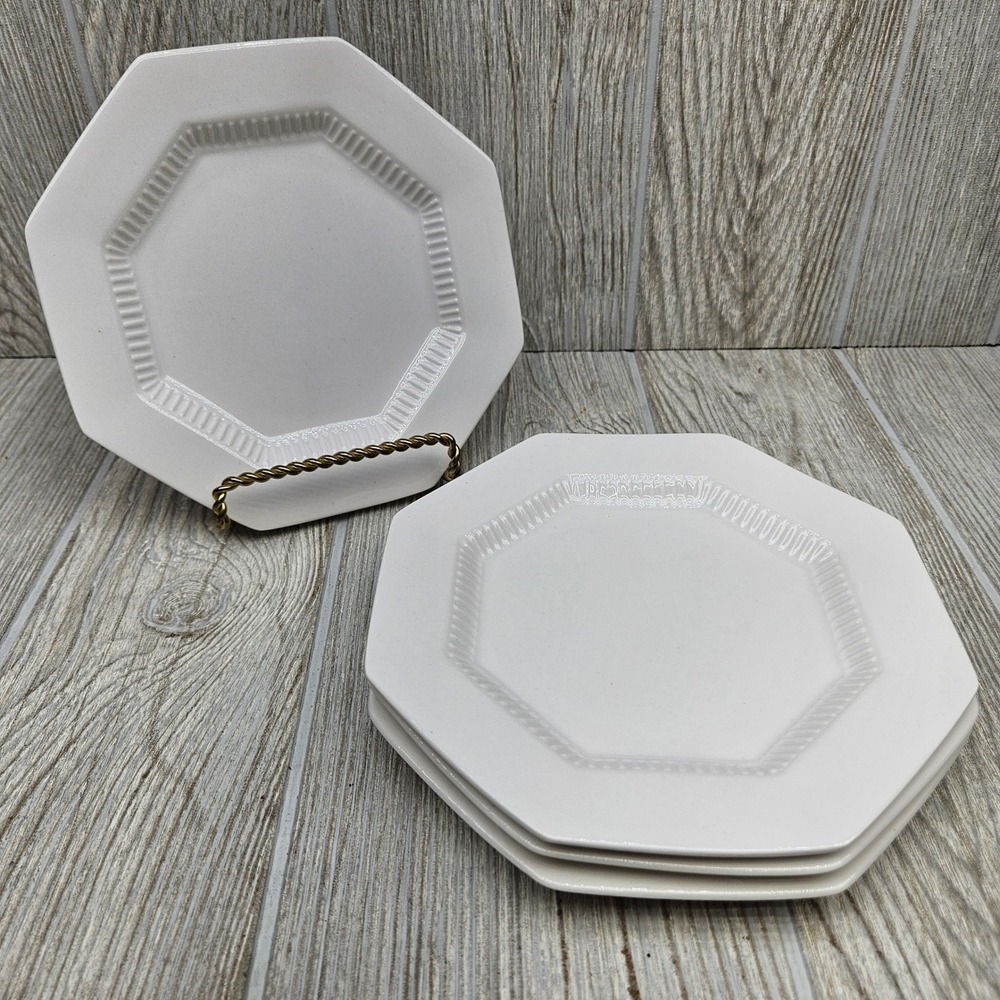 Independence Ironstone Castleton China Octagon Bread Butter Plates White Set 4